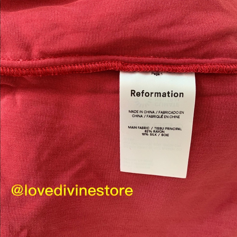Reformation Albi Velvet Dress Crimson - Picture 6 of 8